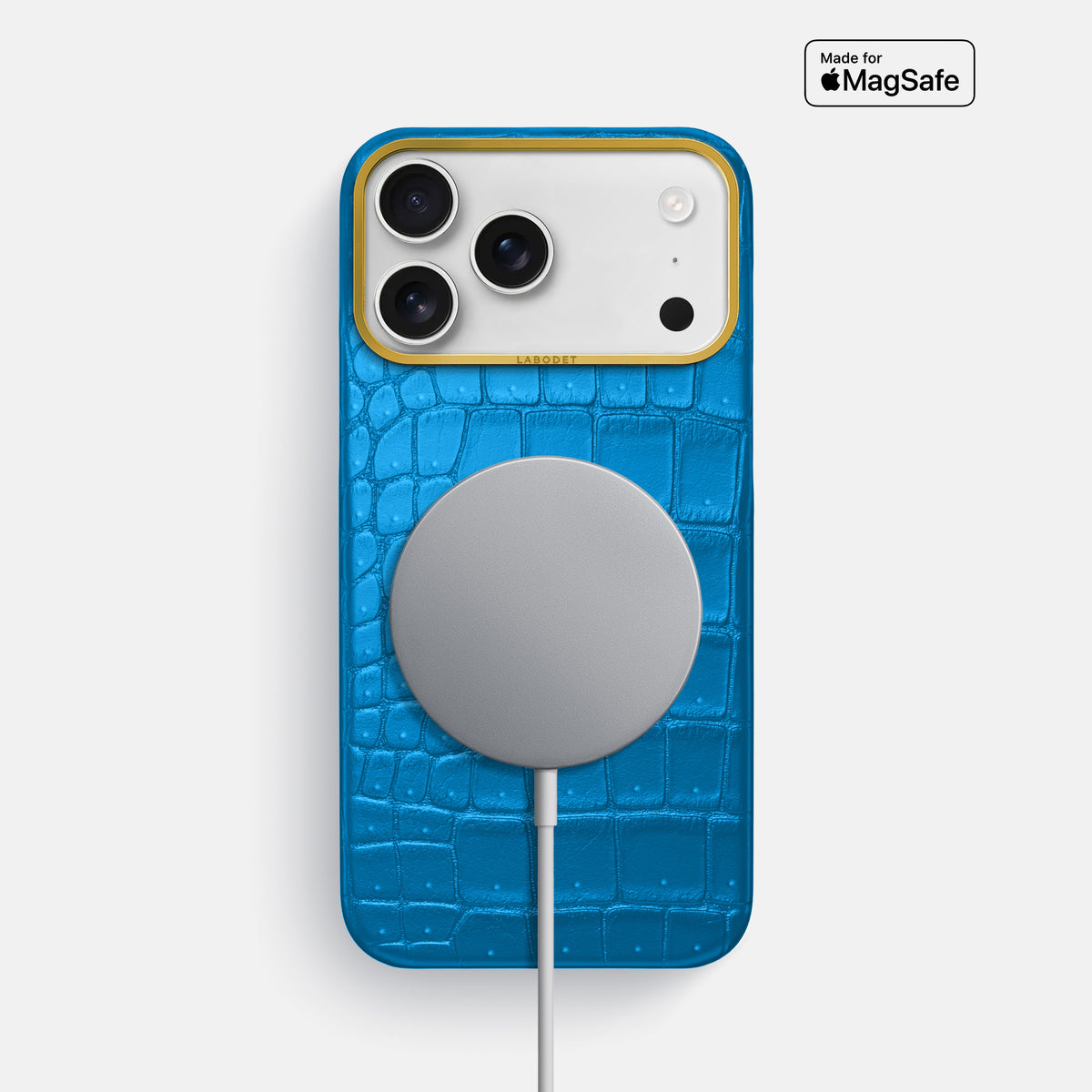 Classic Case For iPhone 17 Pro Max In Porosus Crocodile -5 | Blue-Lagoon-Gold