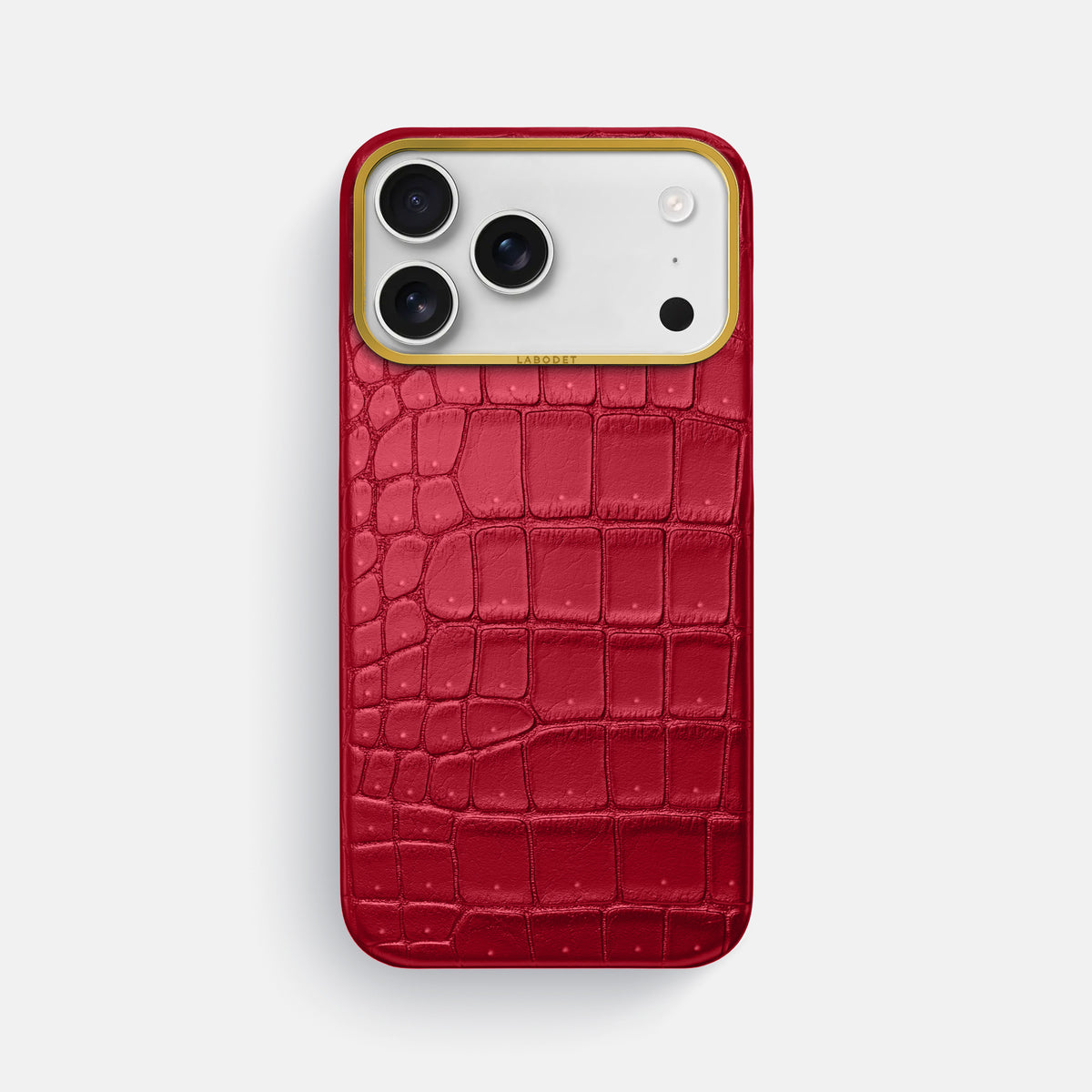 Classic Case For iPhone 17 Pro Max In Porosus Crocodile -1 | Burgundy-Gold