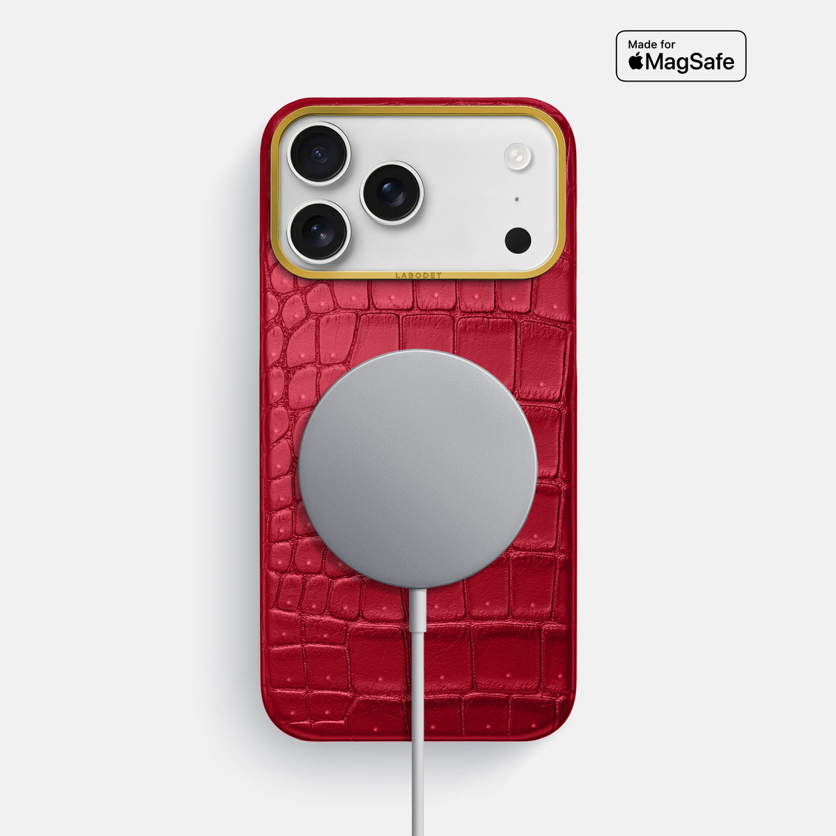 Classic Case For iPhone 17 Pro Max In Porosus Crocodile -5 | Burgundy-Gold