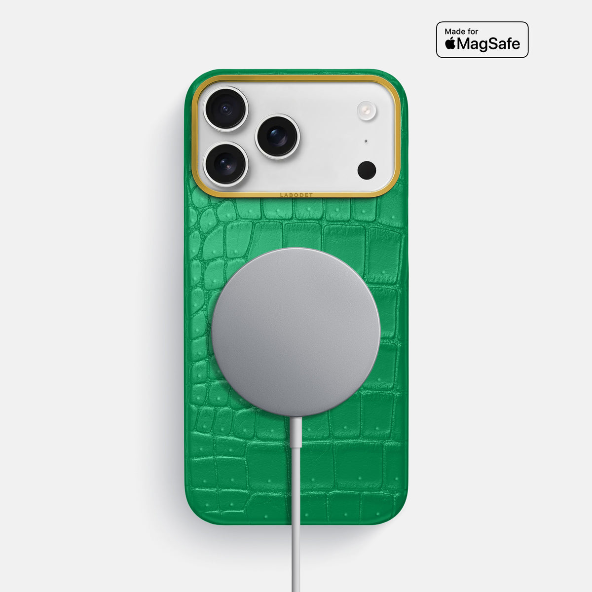 Classic Case For iPhone 17 Pro Max In Porosus Crocodile -5 | Cactus-Green-Gold