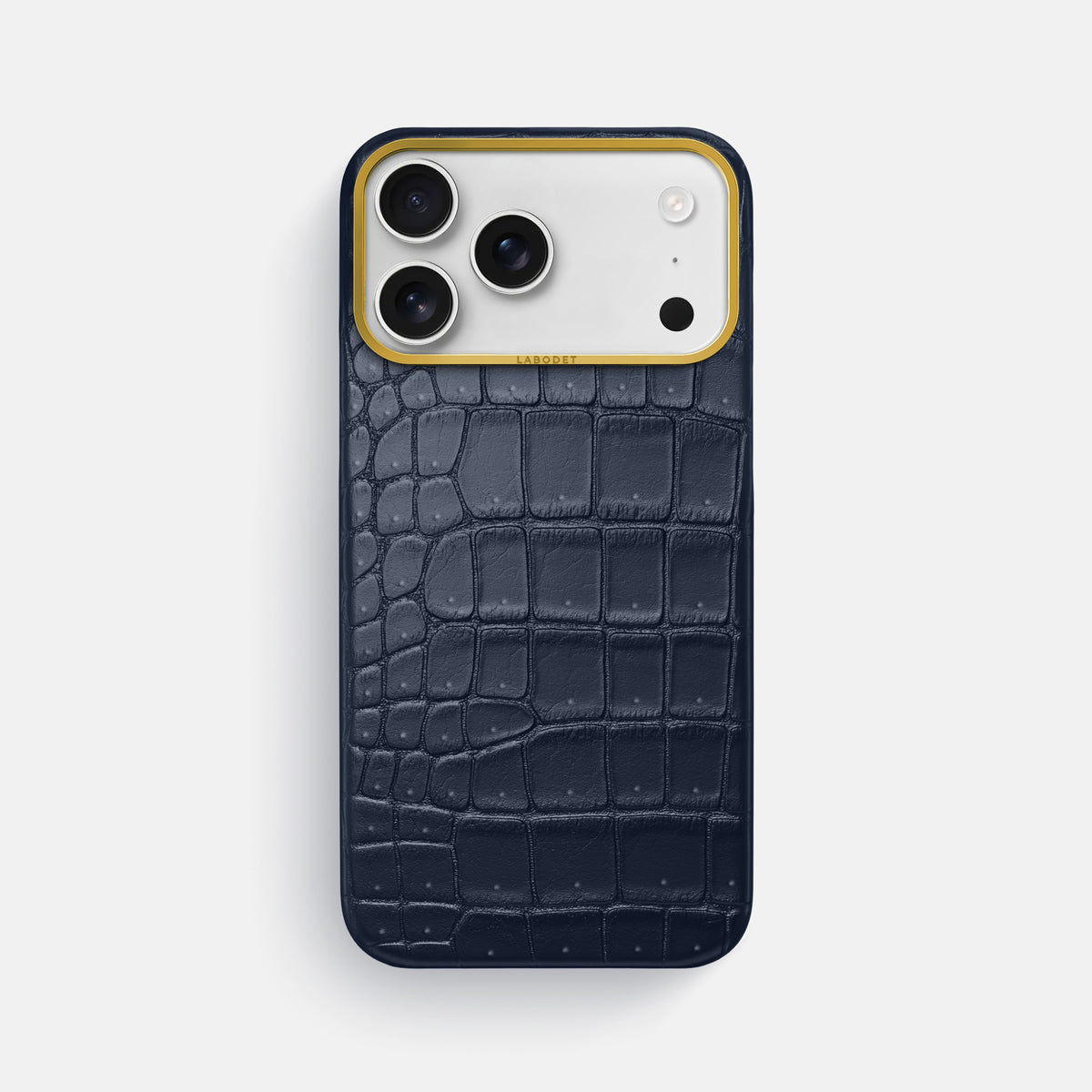 Classic Case For iPhone 17 Pro Max In Porosus Crocodile -1 | Deep-Blue-Sea-Gold