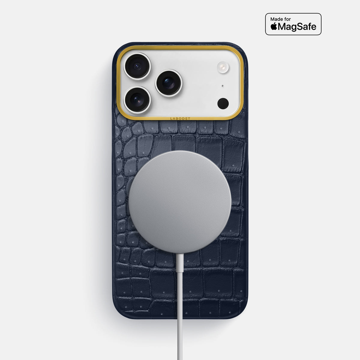 Classic Case For iPhone 17 Pro Max In Porosus Crocodile -5 | Deep-Blue-Sea-Gold