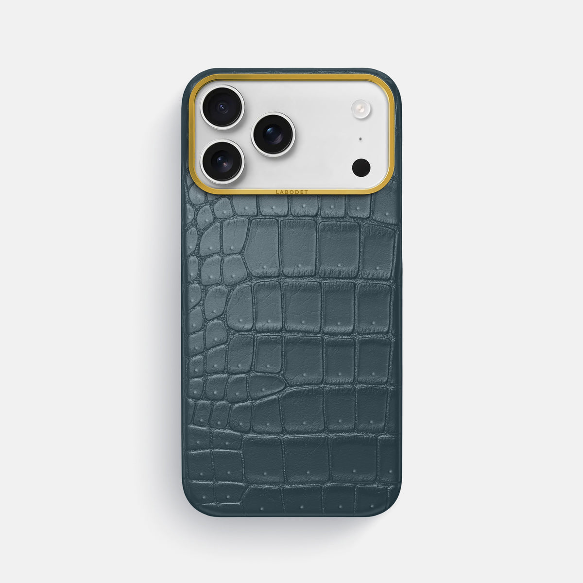 Classic Case For iPhone 17 Pro Max In Porosus Crocodile -1 | Denim-Gold
