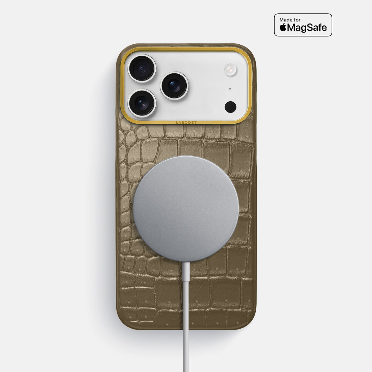 Classic Case For iPhone 17 Pro Max In Porosus Crocodile -5 | Kaki-Green-Gold