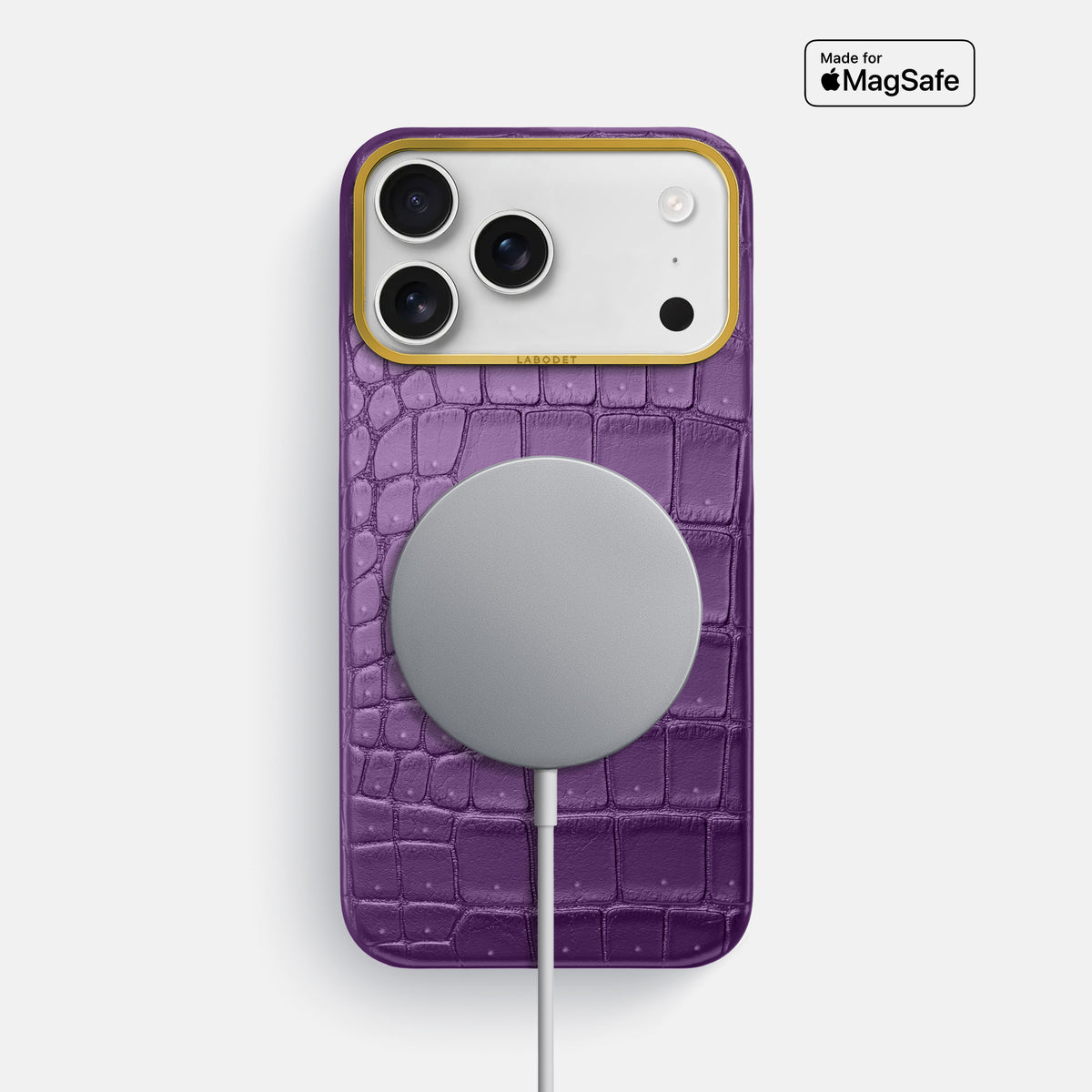 Classic Case For iPhone 17 Pro Max In Porosus Crocodile -5 | Purple-Gold