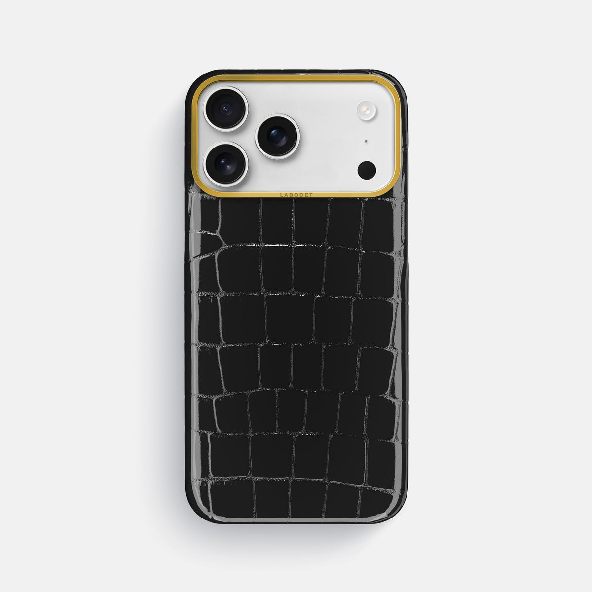 Classic Case For iPhone 17 Pro Max In Shiny Alligator -1 | Black-Gold