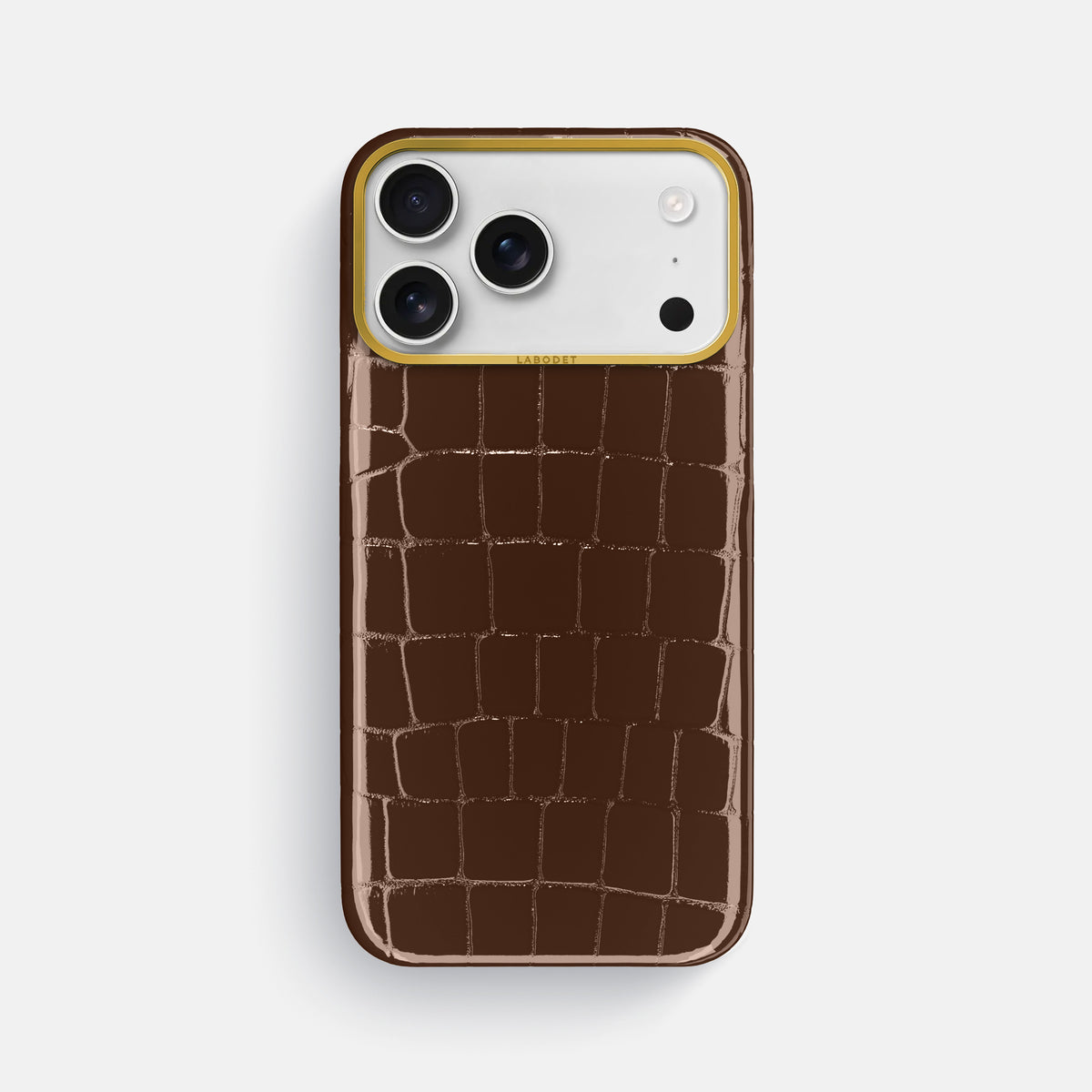 Classic Case For iPhone 17 Pro Max In Shiny Alligator -1 | Brown-Gold