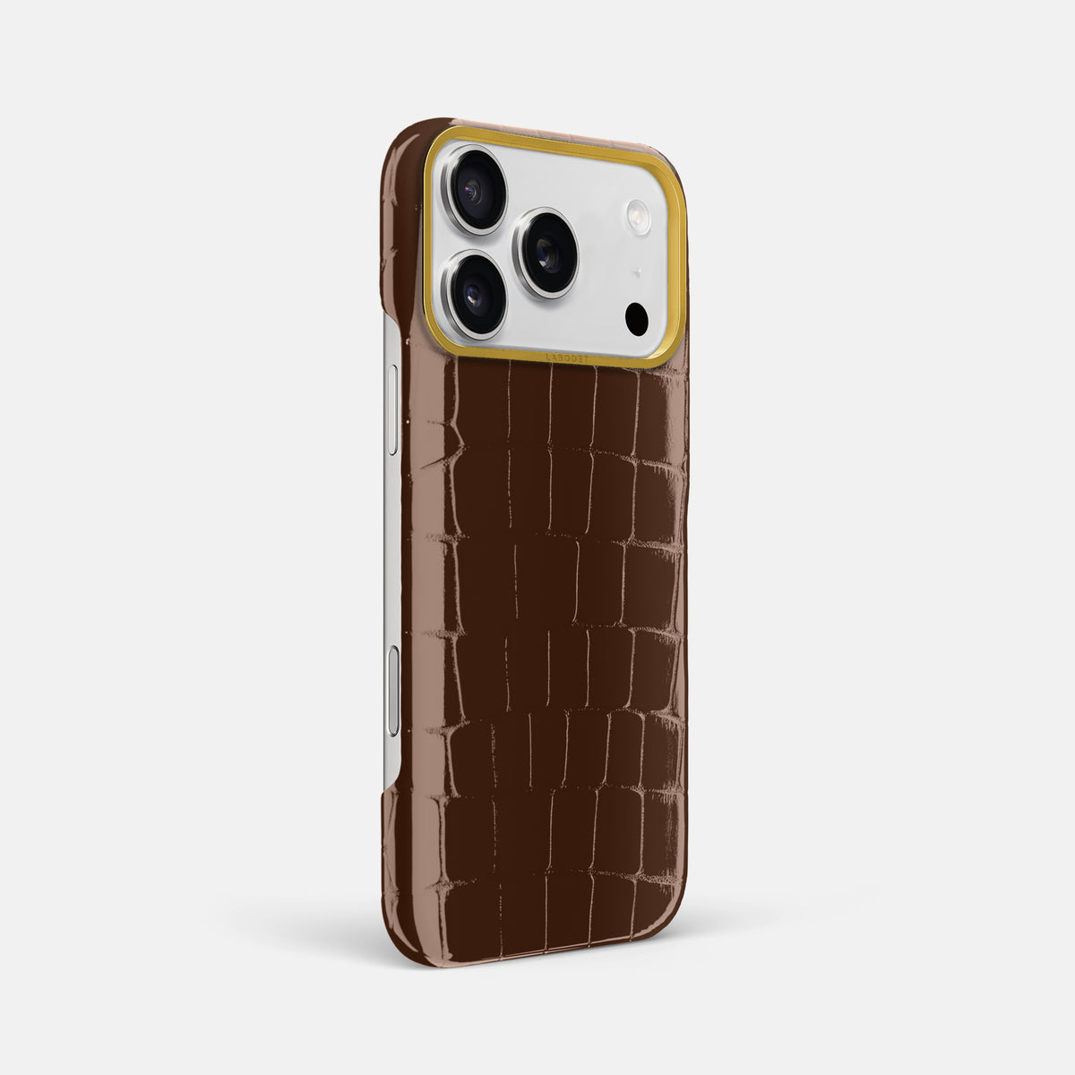 Classic Case For iPhone 17 Pro Max In Shiny Alligator -2 | Brown-Gold