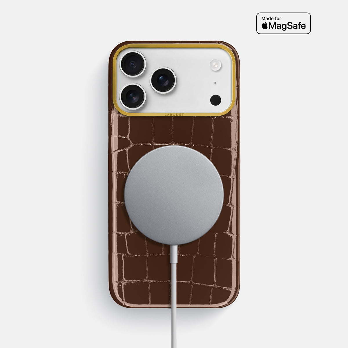 Classic Case For iPhone 17 Pro Max In Shiny Alligator -5 | Brown-Gold