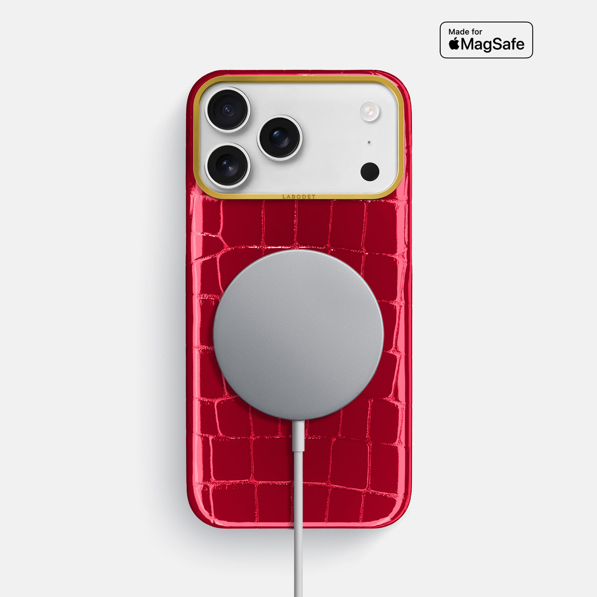 Classic Case For iPhone 17 Pro Max In Shiny Alligator -5 | Cherry-Gold