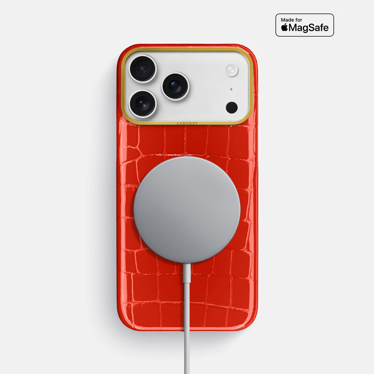 Classic Case For iPhone 17 Pro Max In Shiny Alligator -5 | Coral-Orange-Gold