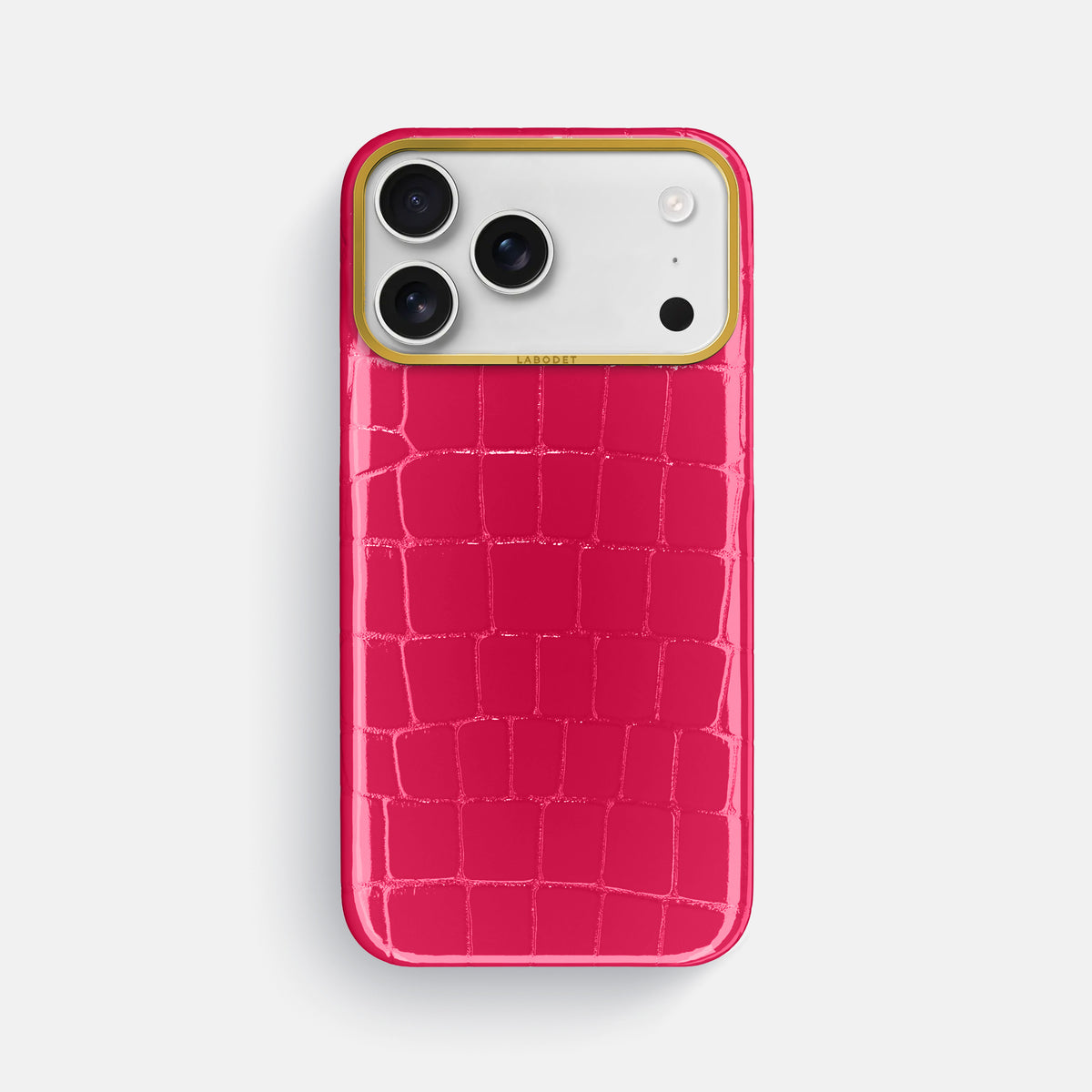 Classic Case For iPhone 17 Pro Max In Shiny Alligator -1 | Pink-Panther-Gold