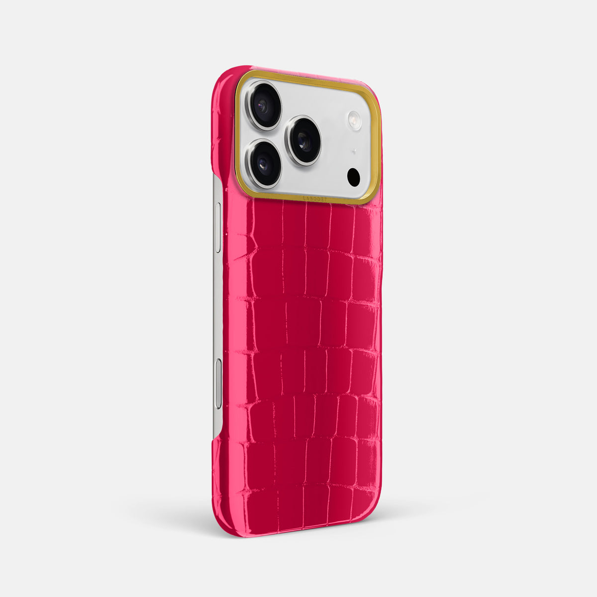 Classic Case For iPhone 17 Pro Max In Shiny Alligator -2 | Pink-Panther-Gold
