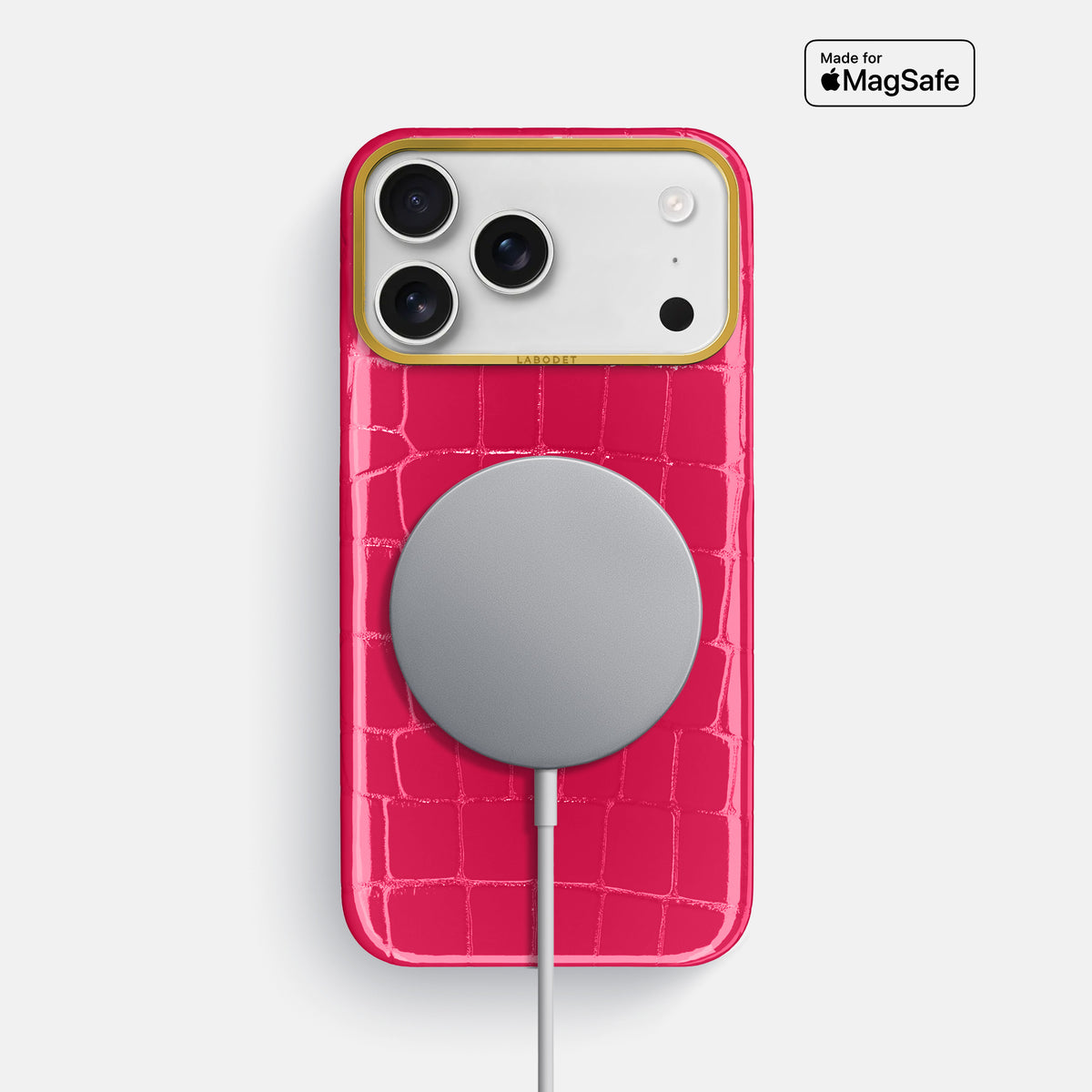 Classic Case For iPhone 17 Pro Max In Shiny Alligator -5 | Pink-Panther-Gold