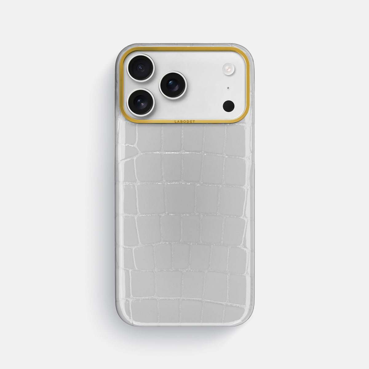 Classic Case For iPhone 17 Pro Max In Shiny Alligator -1 | White-Gold