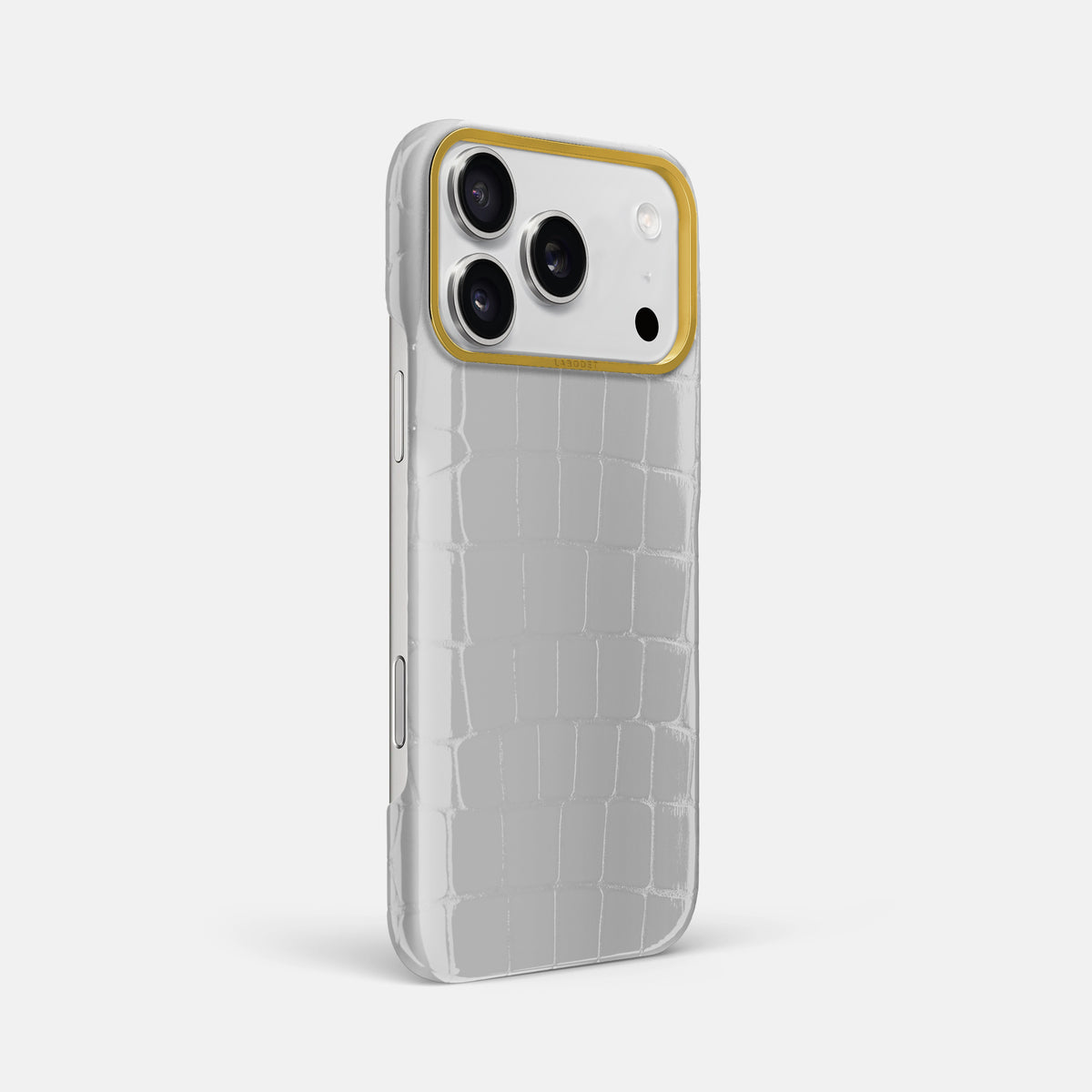 Classic Case For iPhone 17 Pro Max In Shiny Alligator -2 | White-Gold