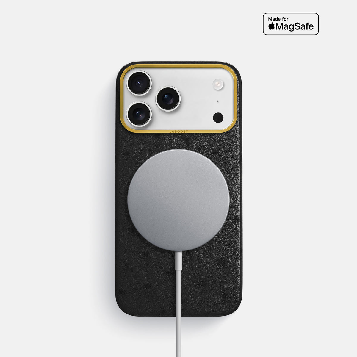 Classic Case For iPhone 17 Pro In Ostrich -5 | Black-Gold