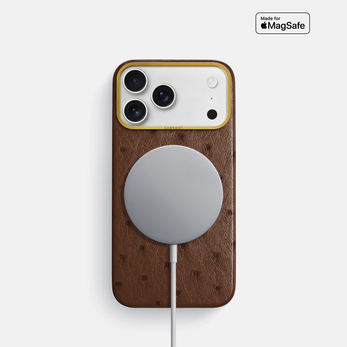 Classic Case For iPhone 17 Pro In Ostrich -5 | Chocolate-Gold
