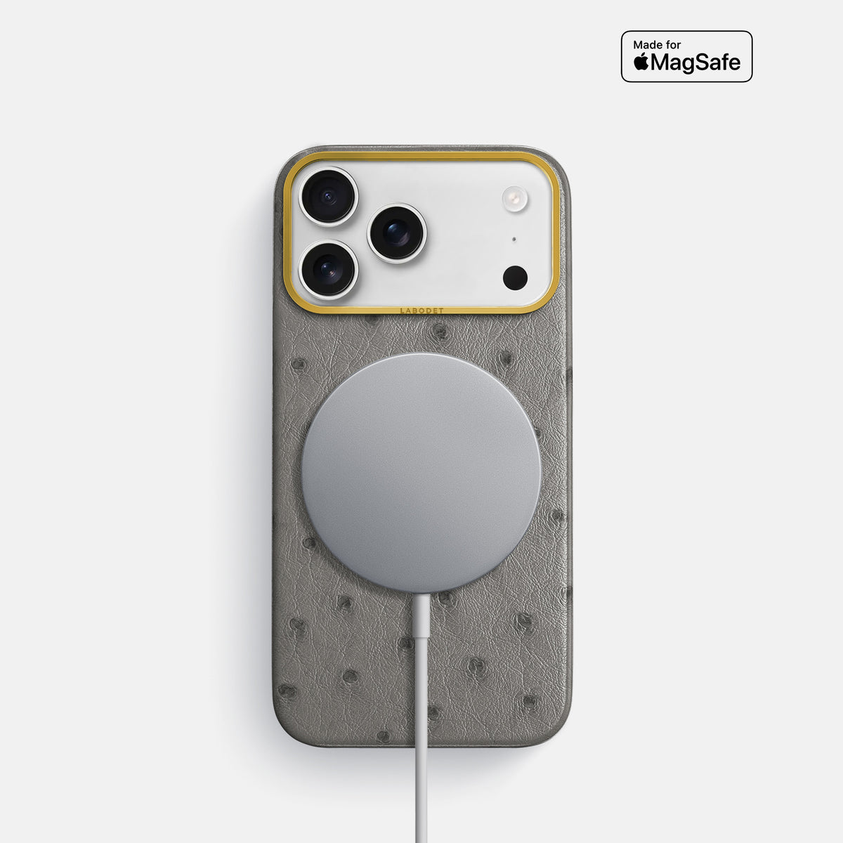 Classic Case For iPhone 17 Pro In Ostrich -5 | Grey-Gold