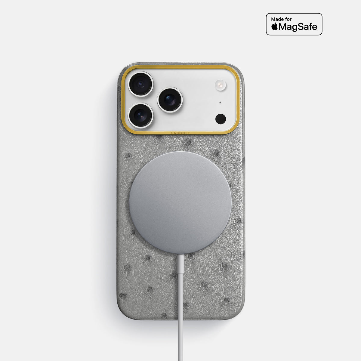 Classic Case For iPhone 17 Pro In Ostrich -5 | Silver-Gold