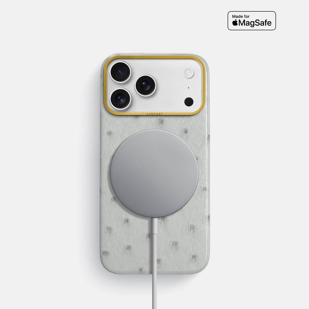 Classic Case For iPhone 17 Pro In Ostrich -5 | White-Gold