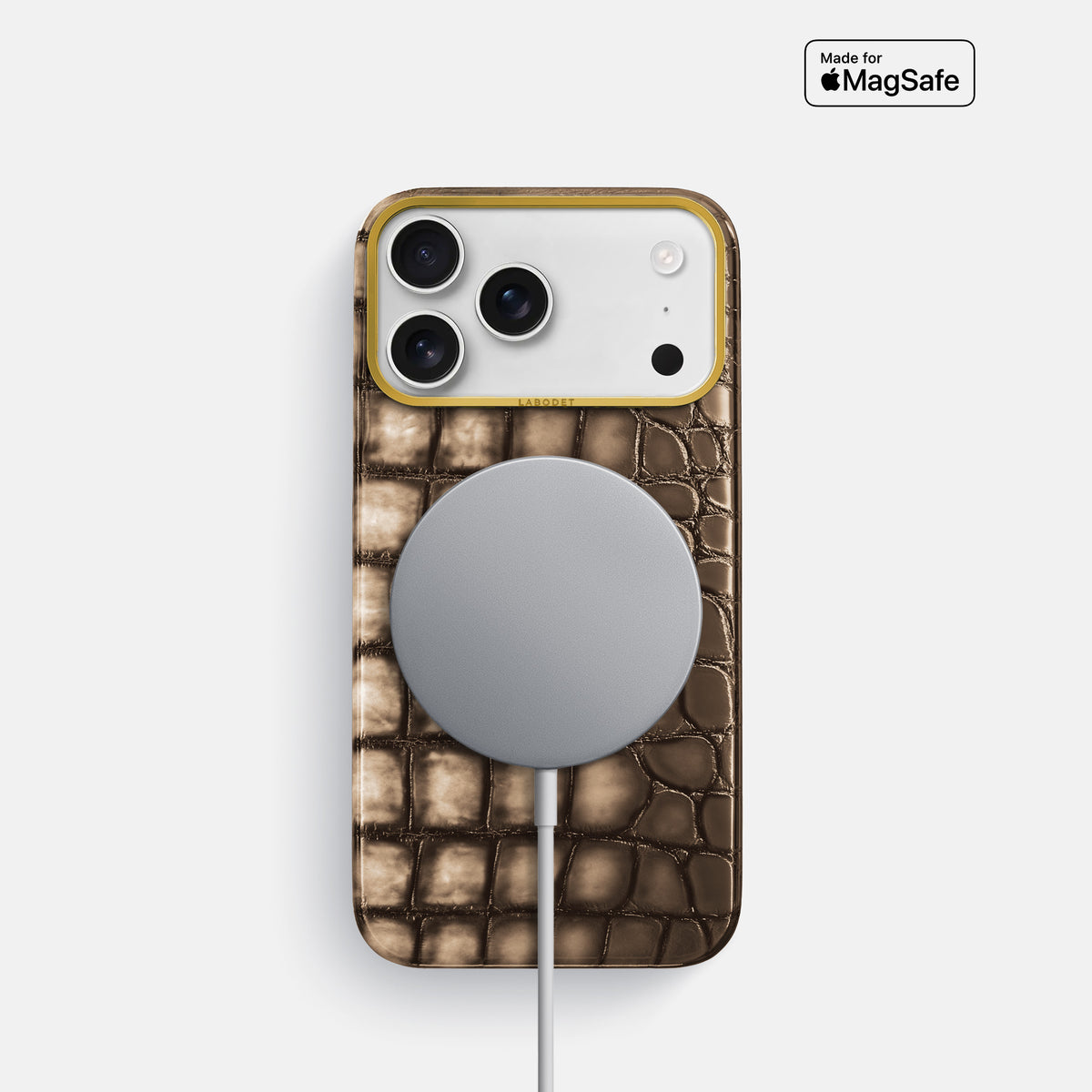 Classic Case For iPhone 17 Pro In Patina Alligator -5 | Etoupe-Gold