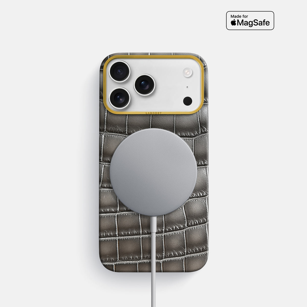 Classic Case For iPhone 17 Pro In Patina Alligator -5 | Grey-Gold