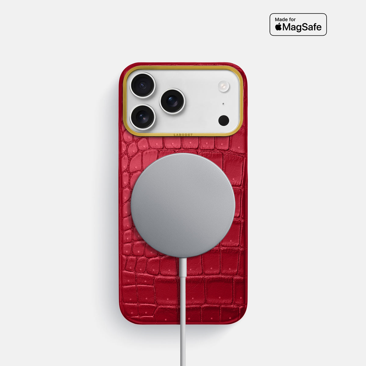 Classic Case For iPhone 17 Pro In Porosus Crocodile -5 | Burgundy-Gold