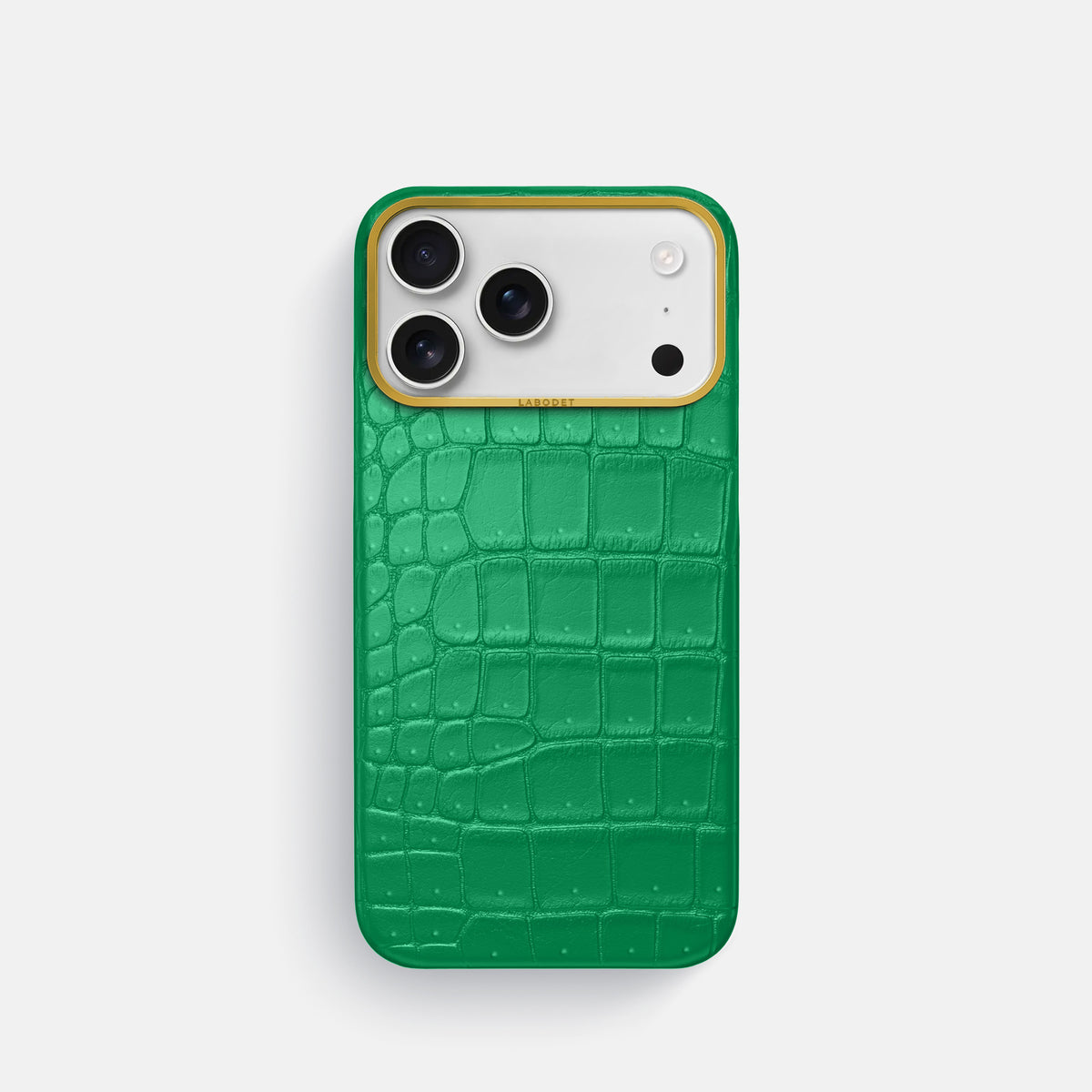 Classic Case For iPhone 17 Pro In Porosus Crocodile -1 | Cactus-Green-Gold