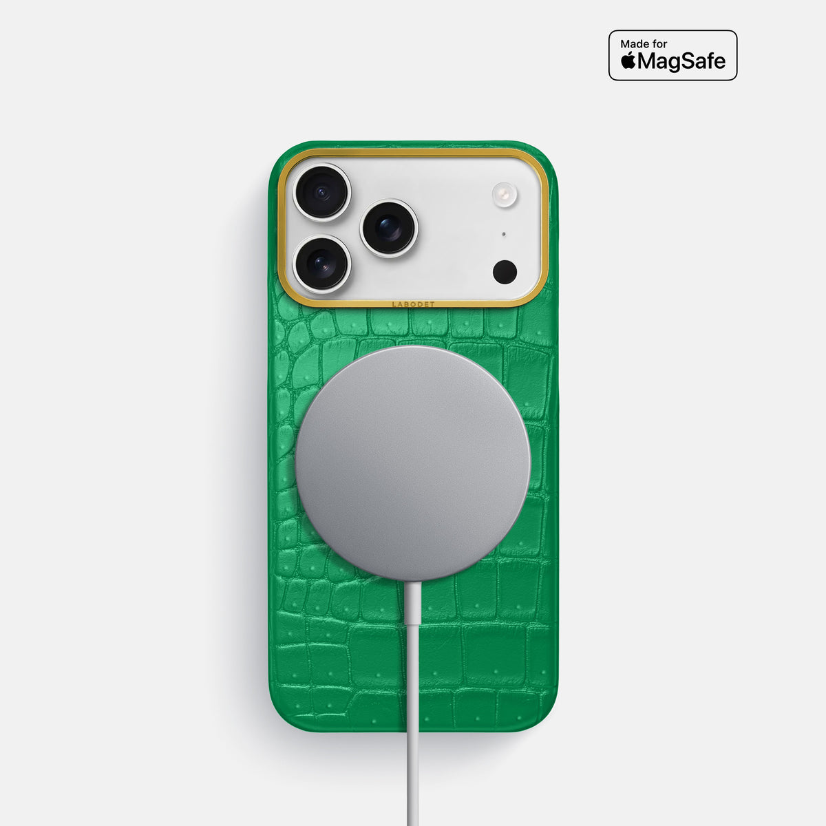 Classic Case For iPhone 17 Pro In Porosus Crocodile -5 | Cactus-Green-Gold