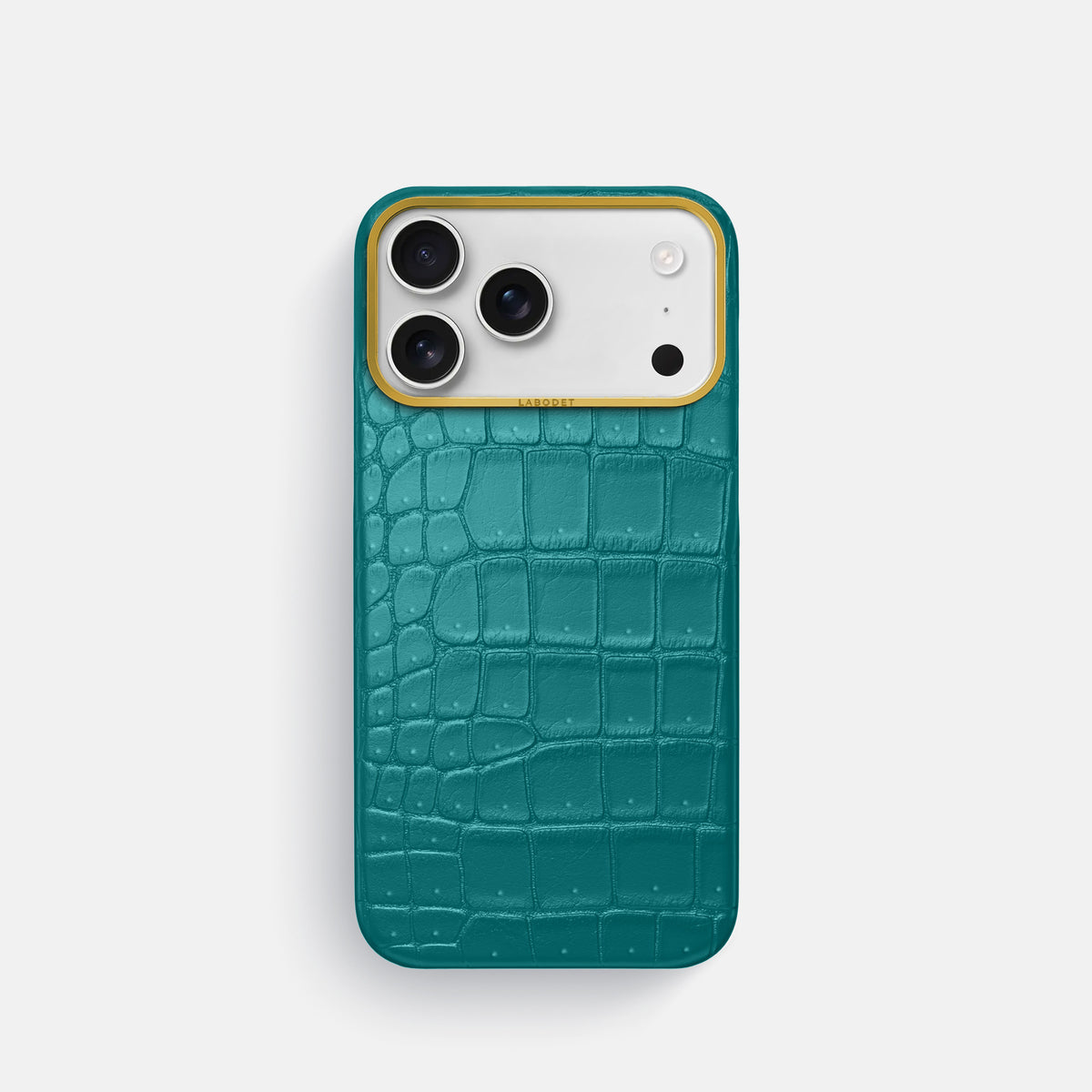 Classic Case For iPhone 17 Pro In Porosus Crocodile -1 | Celadon-Gold