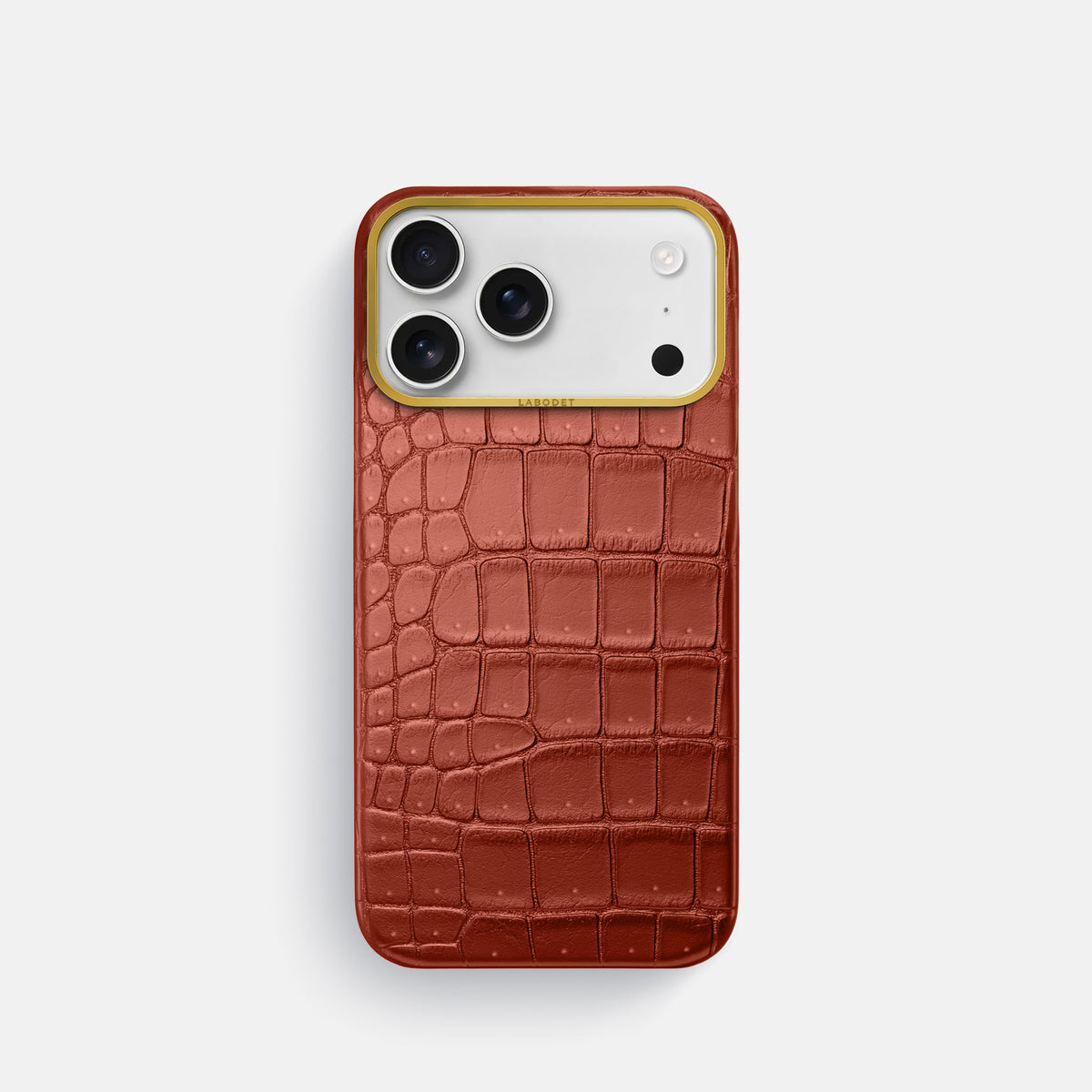 Classic Case For iPhone 17 Pro In Porosus Crocodile -1 | Mahogany-Brown-Gold