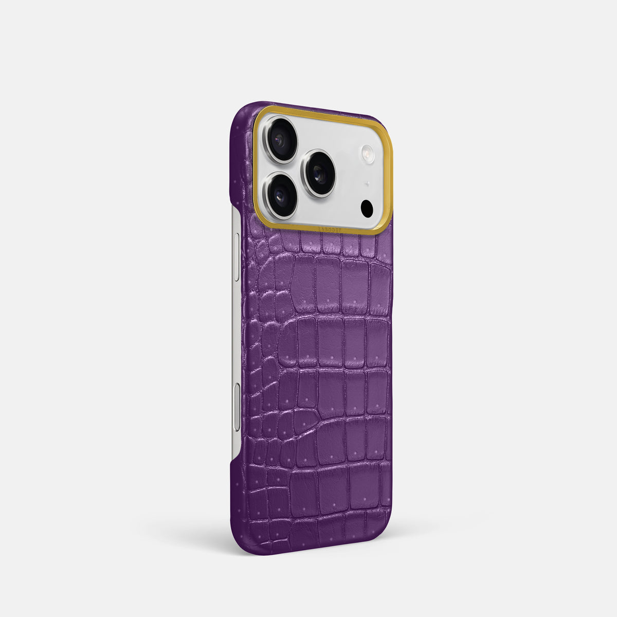 Classic Case For iPhone 17 Pro In Porosus Crocodile -2 | Purple-Gold