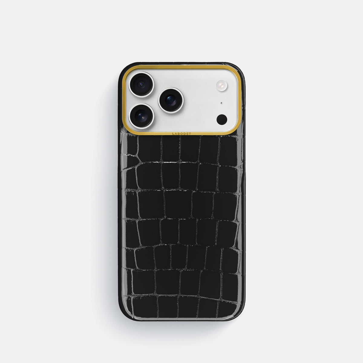 Classic Case For iPhone 17 Pro In Shiny Alligator -1 | Black-Gold