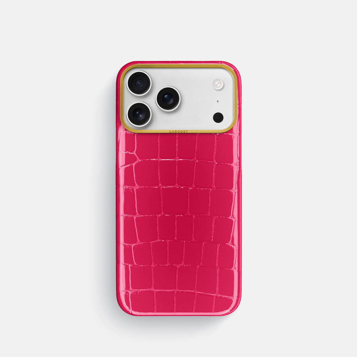 Classic Case For iPhone 17 Pro In Shiny Alligator -1 | Pink-Panther-Gold