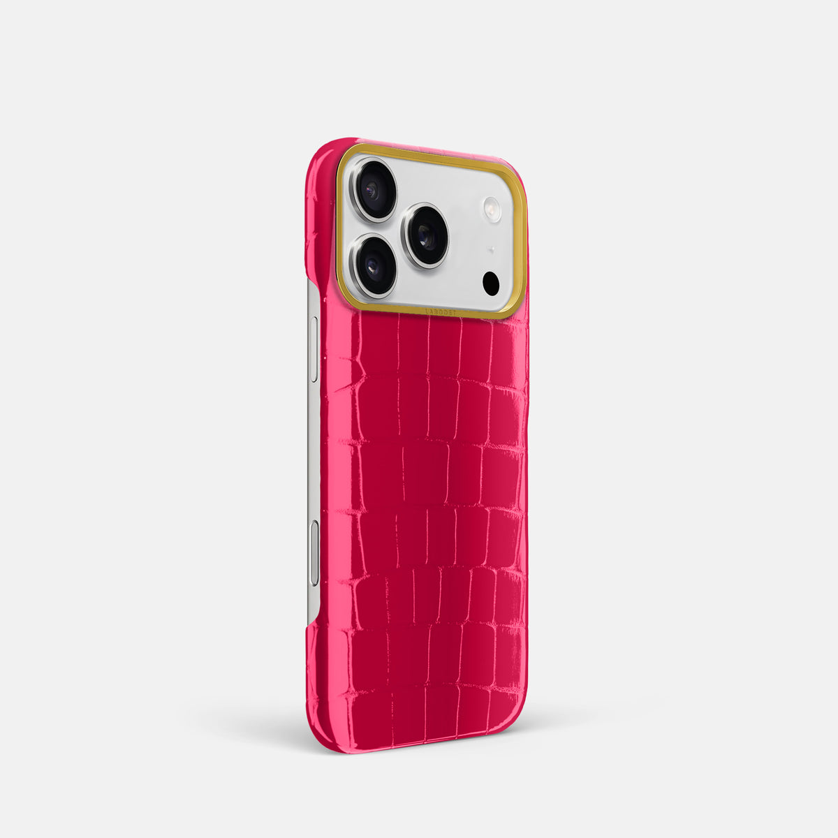 Classic Case For iPhone 17 Pro In Shiny Alligator -2 | Pink-Panther-Gold