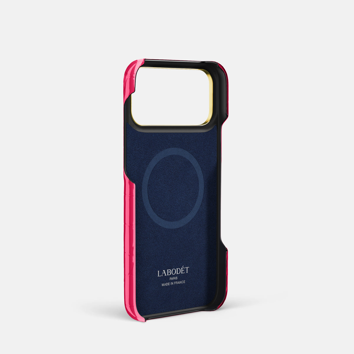Classic Case For iPhone 17 Pro In Shiny Alligator -4 | Pink-Panther-Gold