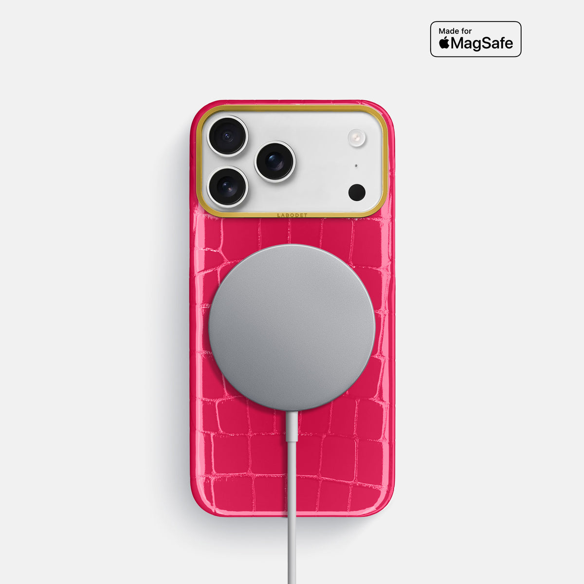 Classic Case For iPhone 17 Pro In Shiny Alligator -5 | Pink-Panther-Gold