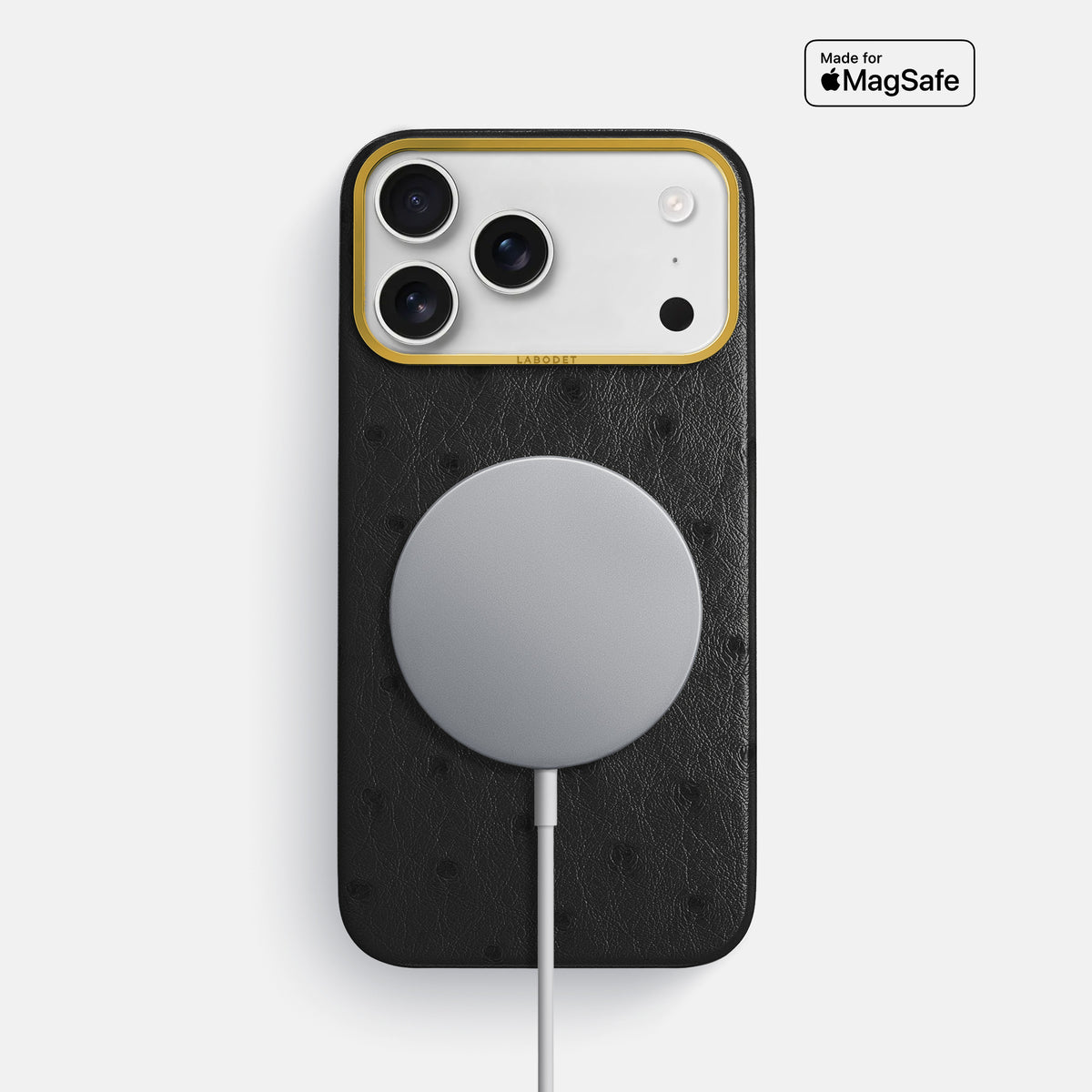 Classic Case For iPhone 18 Pro Max In Ostrich -5 | Black-Gold