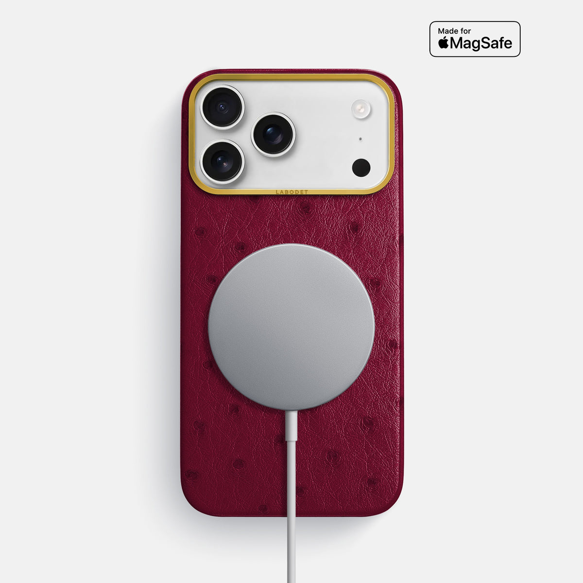 Classic Case For iPhone 18 Pro Max In Ostrich -5 | Bordeaux-Gold