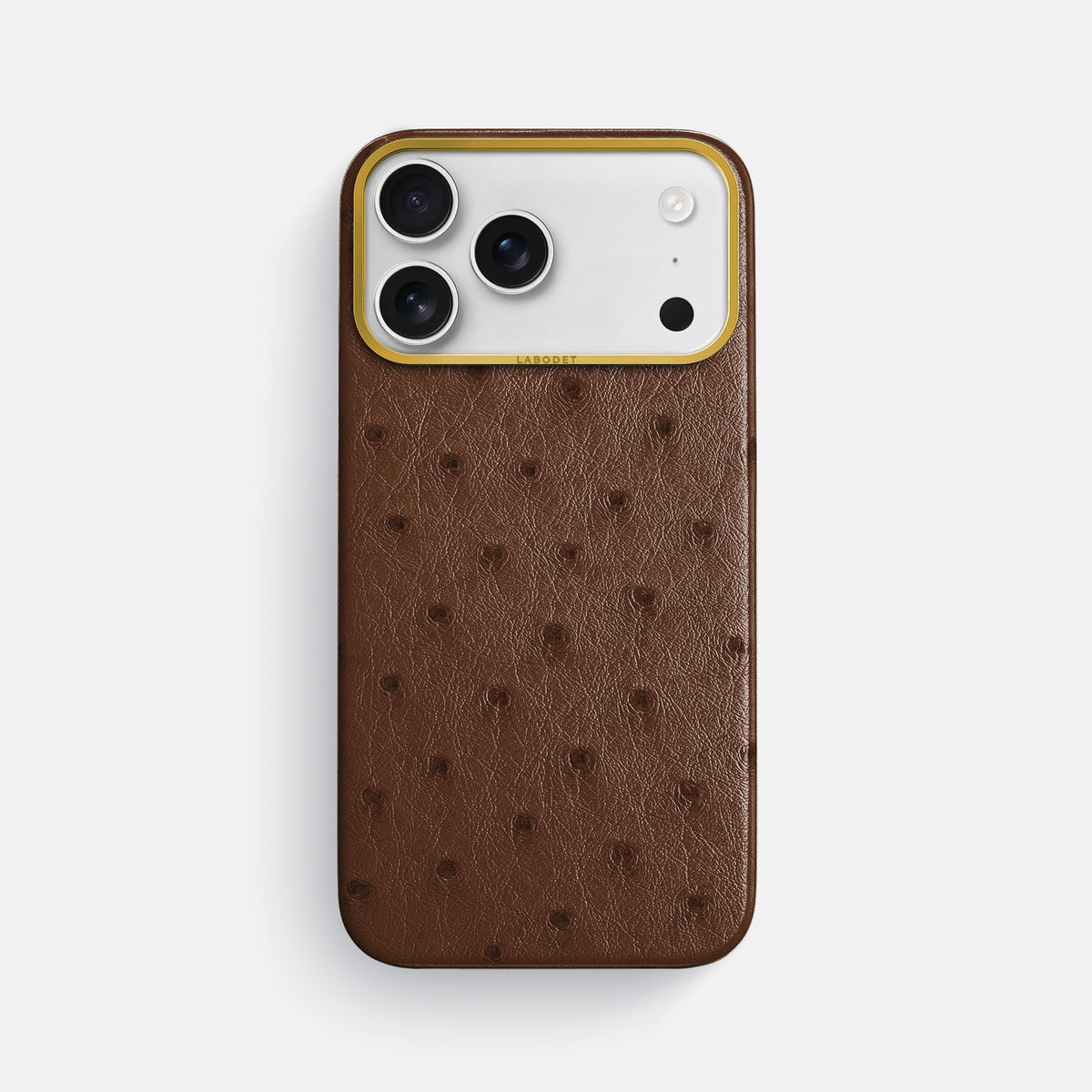 Classic Case For iPhone 18 Pro Max In Ostrich -1 | Chocolate-Gold