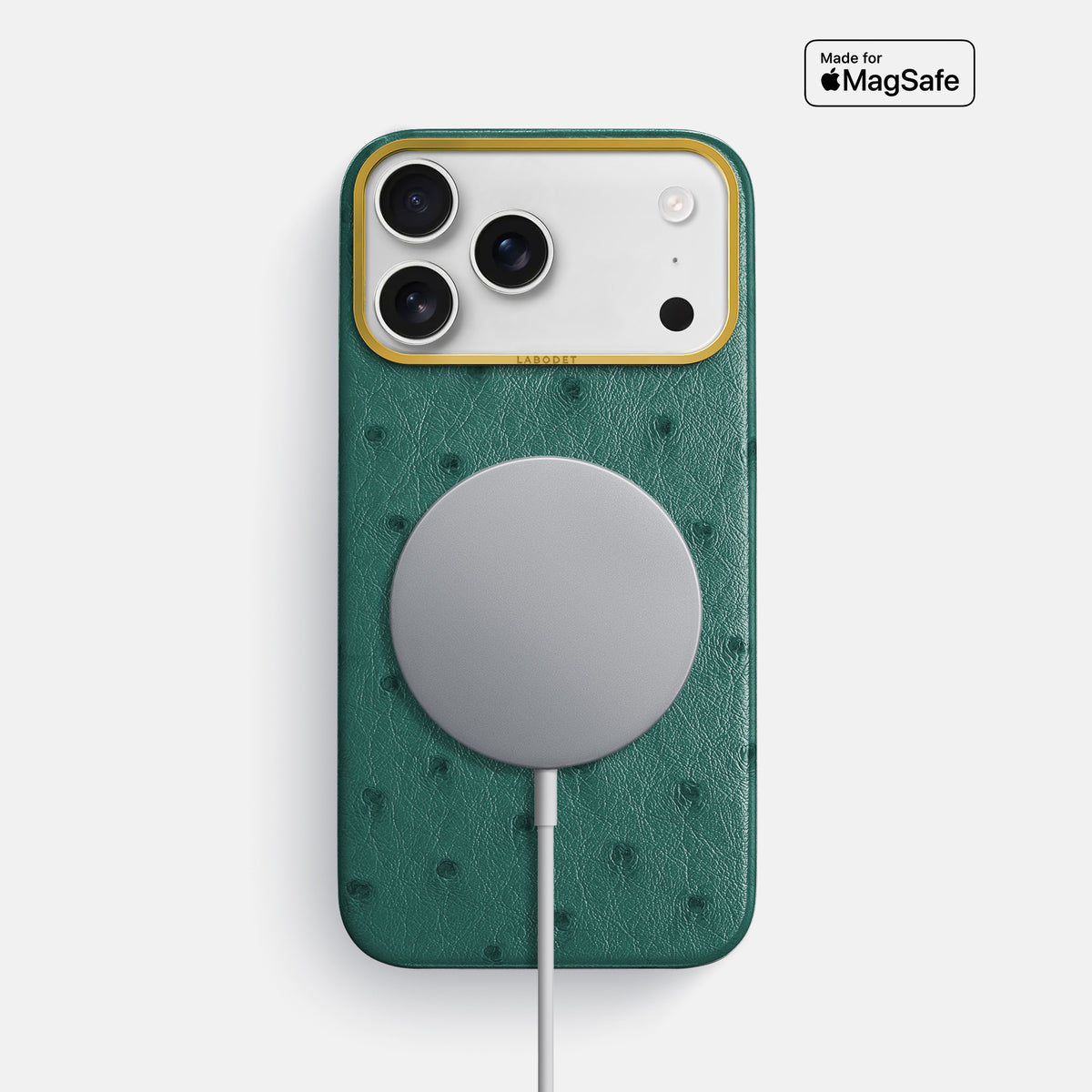 Classic Case For iPhone 18 Pro Max In Ostrich -5 | Forest-Green-Gold