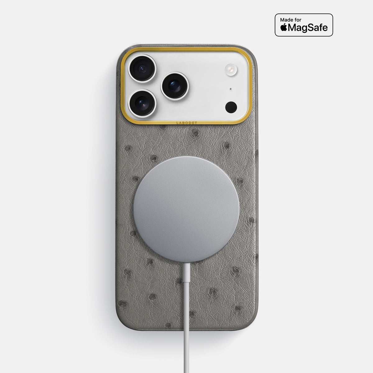 Classic Case For iPhone 18 Pro Max In Ostrich -5 | Grey-Gold