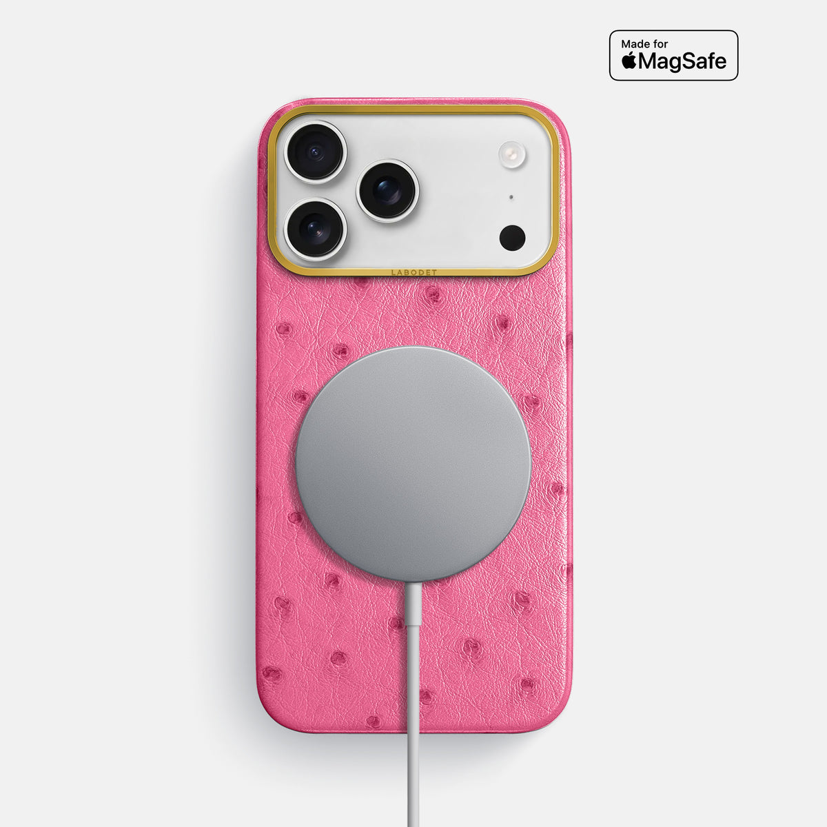 Classic Case For iPhone 18 Pro Max In Ostrich -5 | Pink-Gold