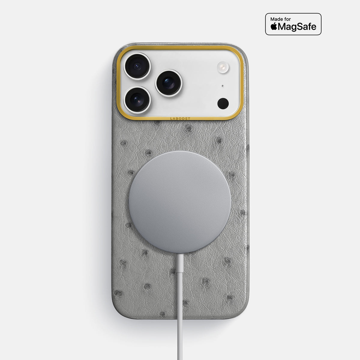 Classic Case For iPhone 18 Pro Max In Ostrich -5 | Silver-Gold