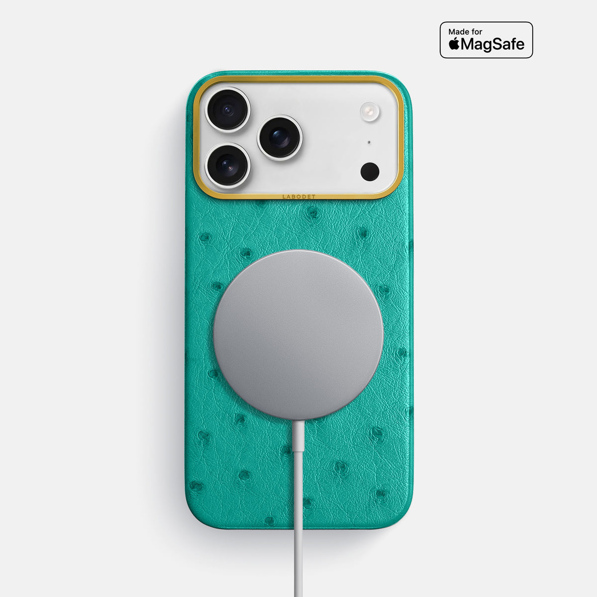 Classic Case For iPhone 18 Pro Max In Ostrich -5 | Turquoise-Gold