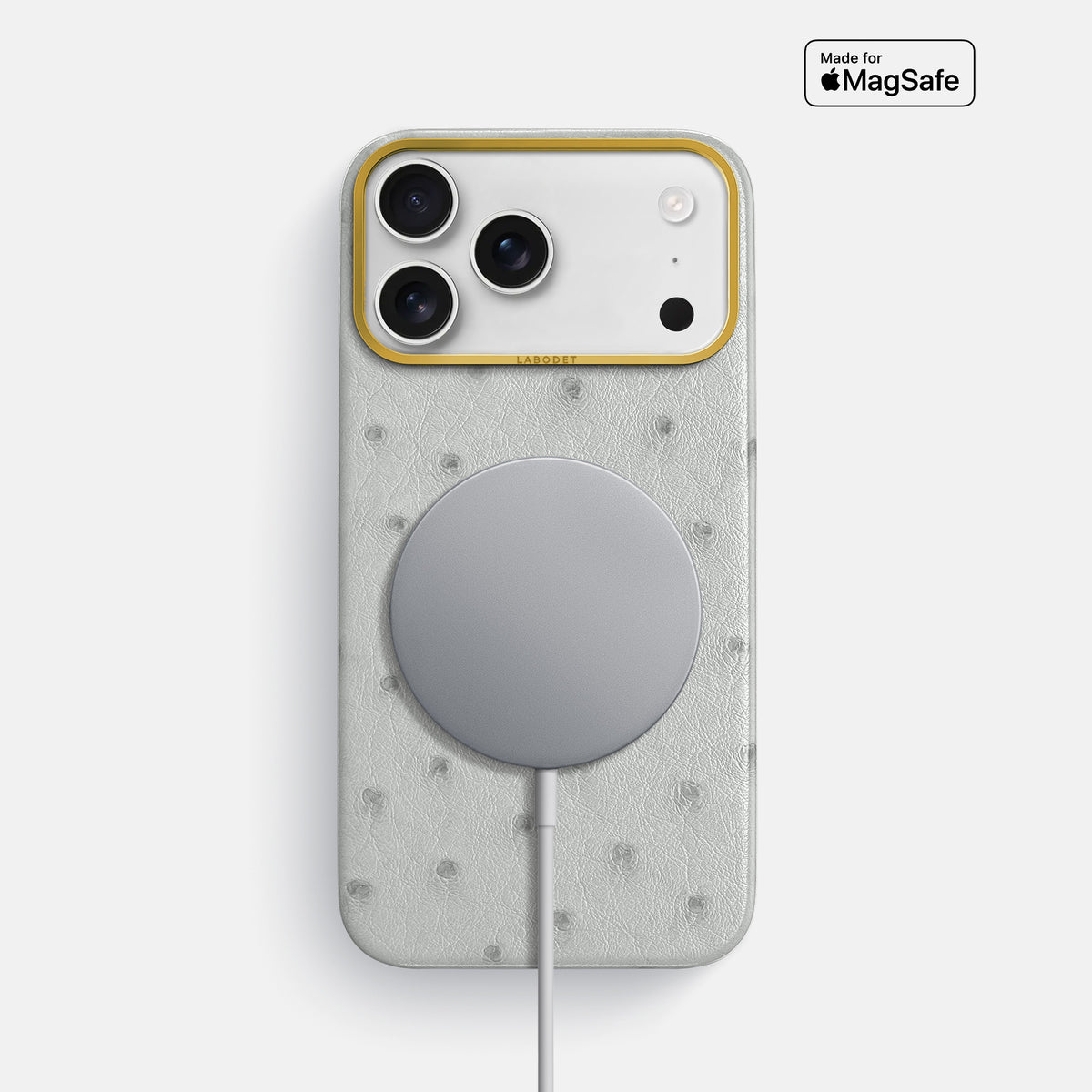 Classic Case For iPhone 18 Pro Max In Ostrich -5 | White-Gold