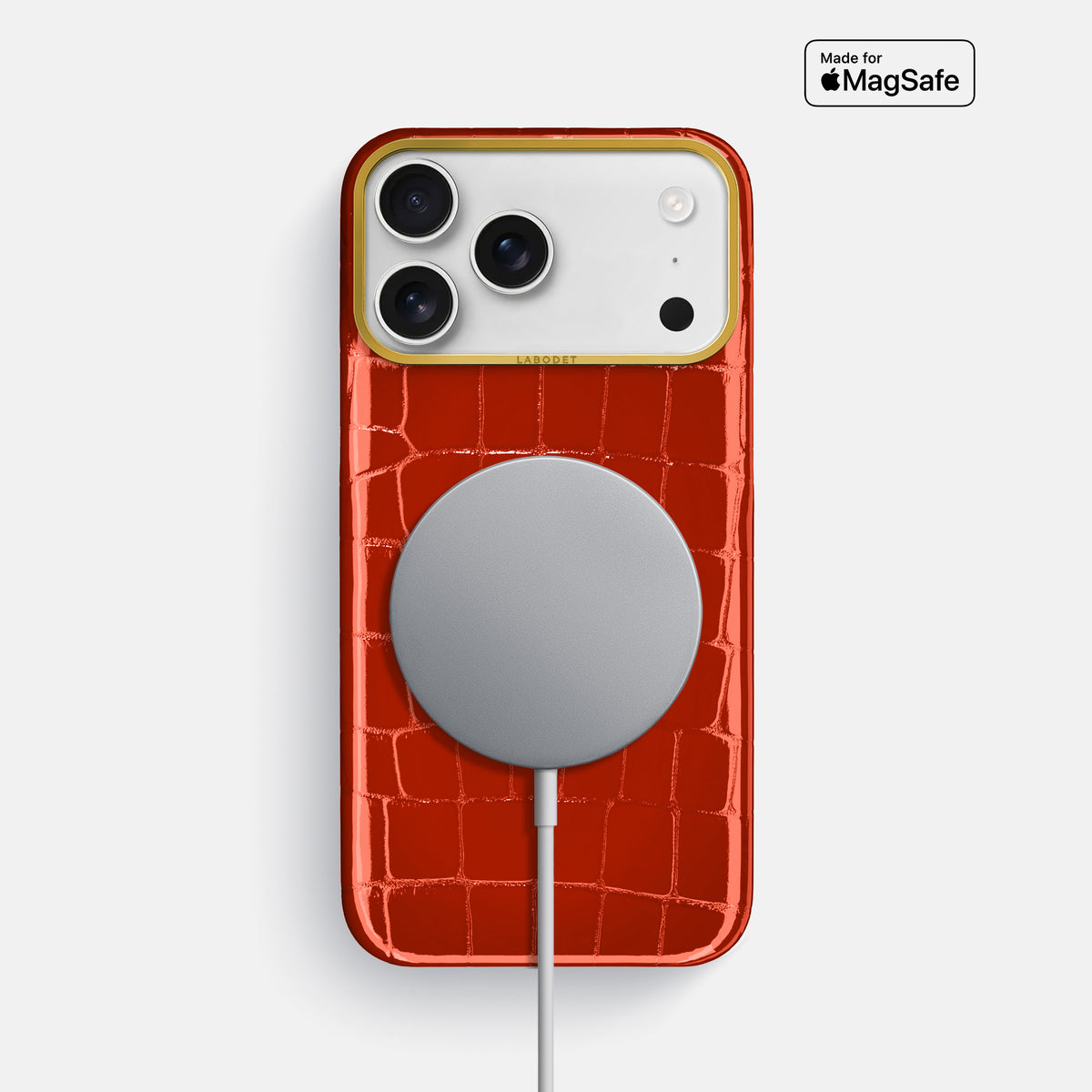Classic Case For iPhone 18 Pro Max In Shiny Alligator -5 | Orange-Gold