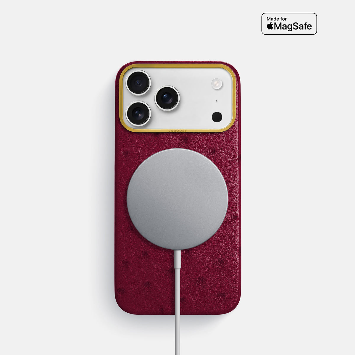Classic Case For iPhone 18 Pro In Ostrich -5 | Bordeaux-Gold