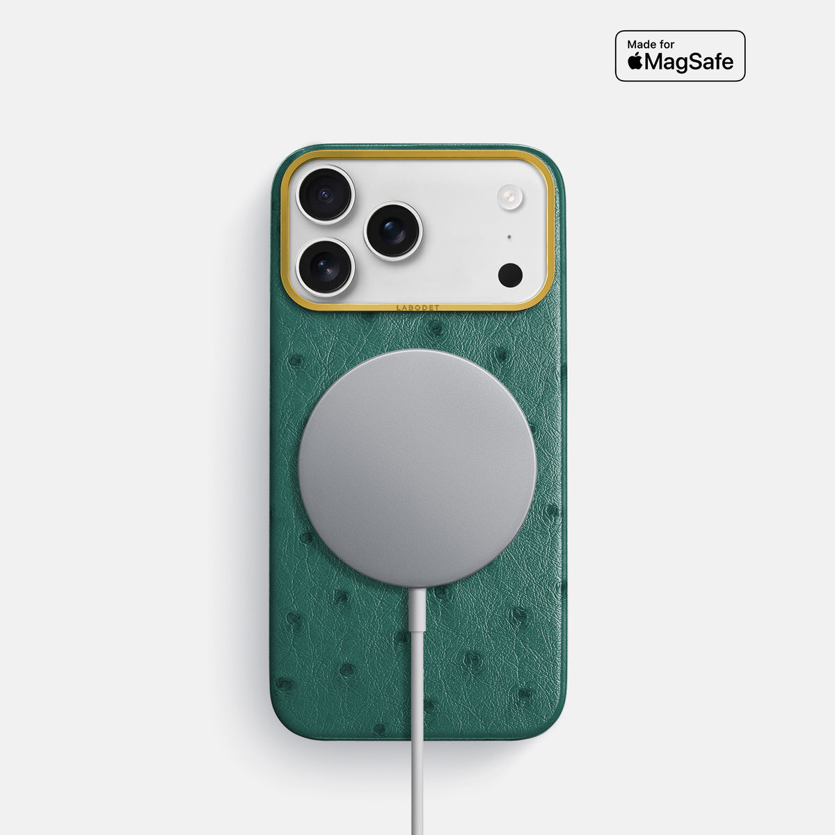Classic Case For iPhone 18 Pro In Ostrich -5 | Forest-Green-Gold